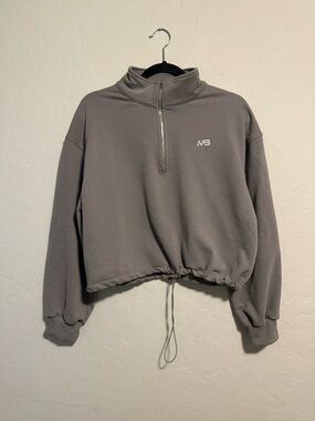 MiniBeast Gray Quarter-Zip Drawstring Sweatshirt